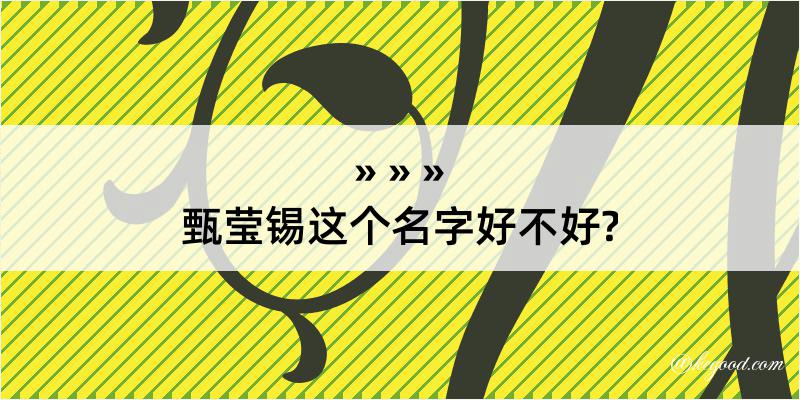 甄莹锡这个名字好不好?