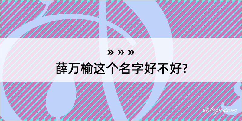 薛万榆这个名字好不好?