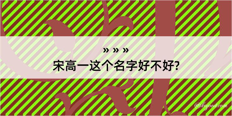 宋高一这个名字好不好?