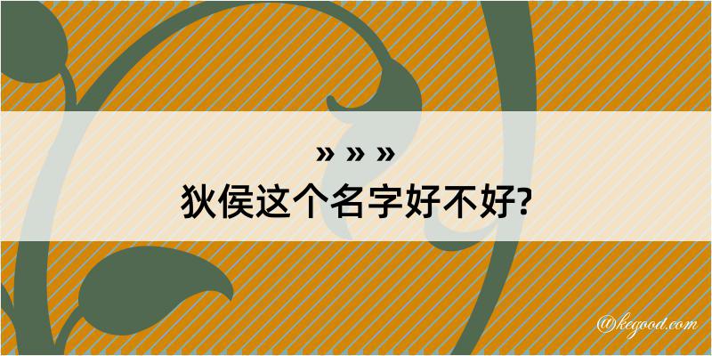 狄侯这个名字好不好?