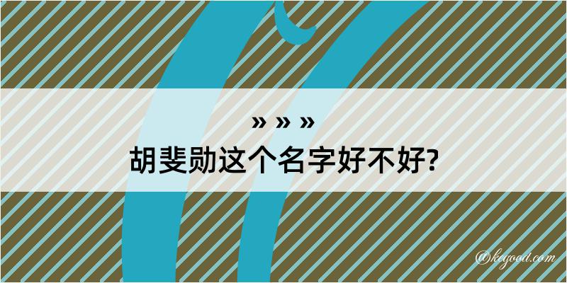 胡斐勋这个名字好不好?