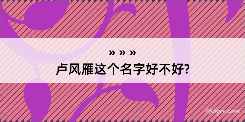 卢风雁这个名字好不好?