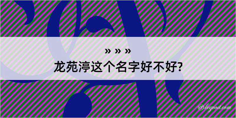 龙苑渟这个名字好不好?