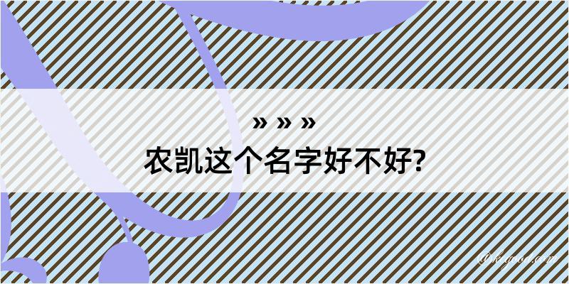 农凯这个名字好不好?