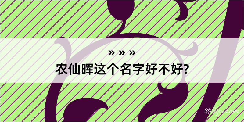 农仙晖这个名字好不好?