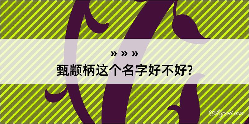 甄颛柄这个名字好不好?