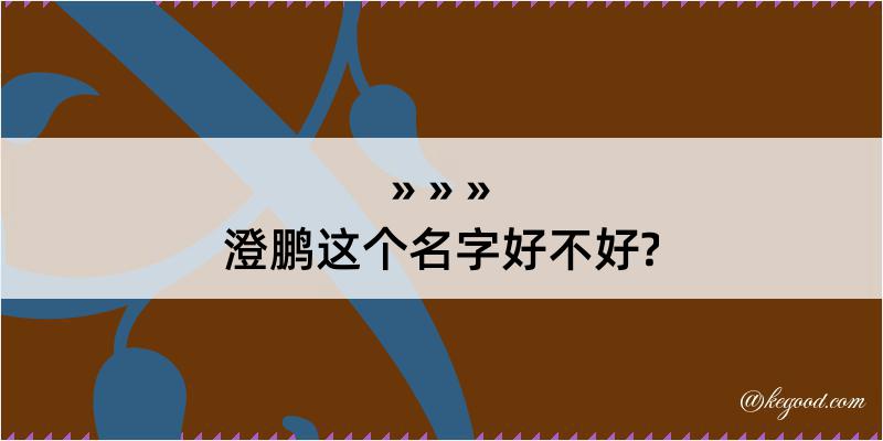 澄鹏这个名字好不好?