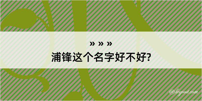 浦锋这个名字好不好?