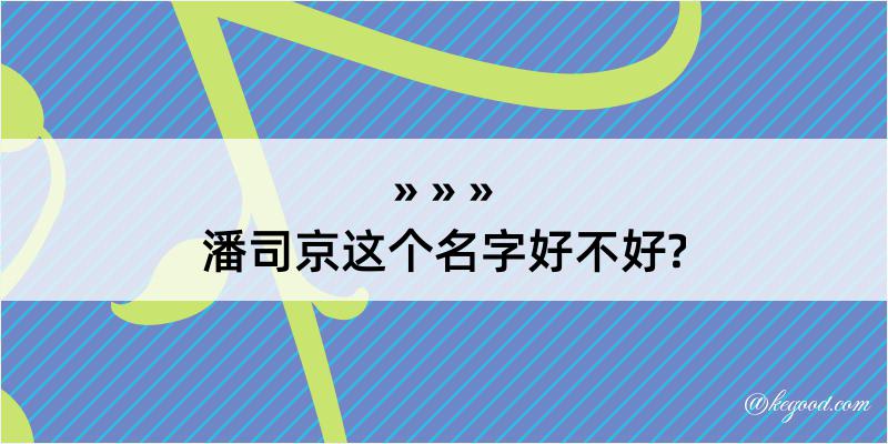 潘司京这个名字好不好?