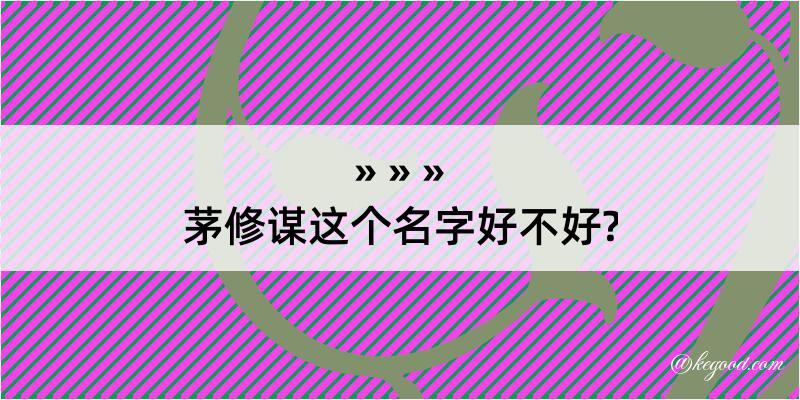 茅修谋这个名字好不好?