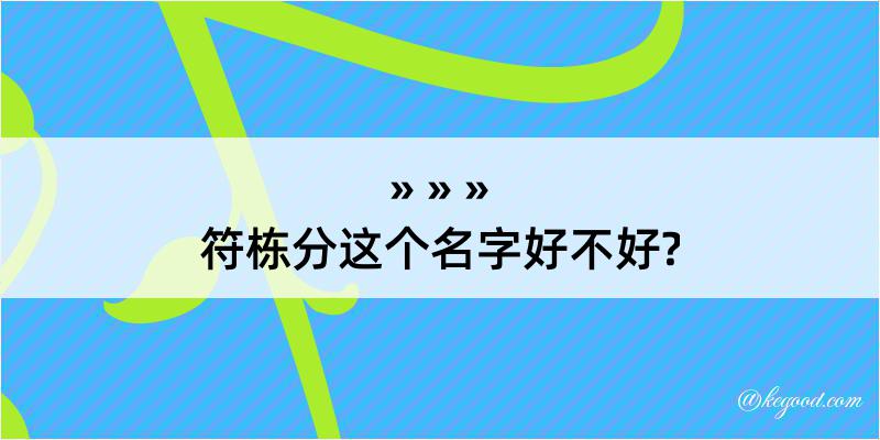 符栋分这个名字好不好?