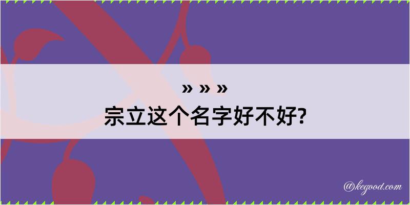 宗立这个名字好不好?