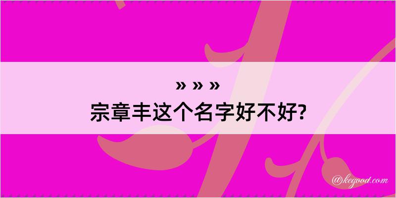 宗章丰这个名字好不好?