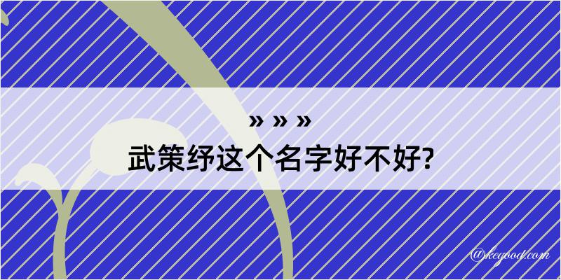 武策纾这个名字好不好?