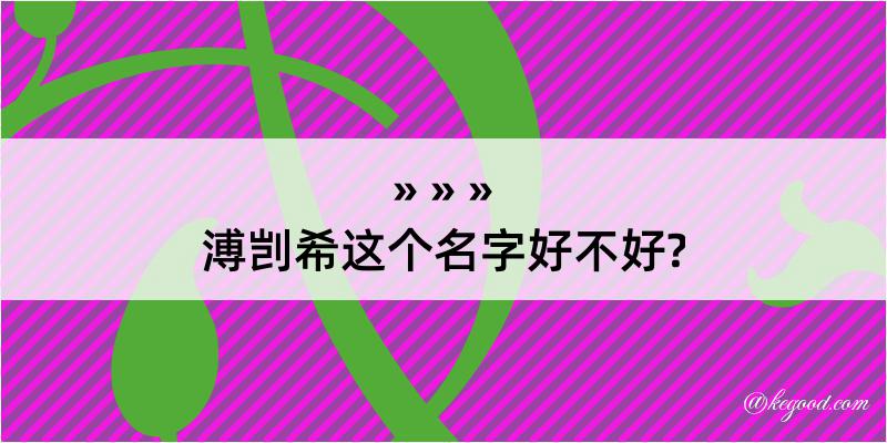 溥剀希这个名字好不好?