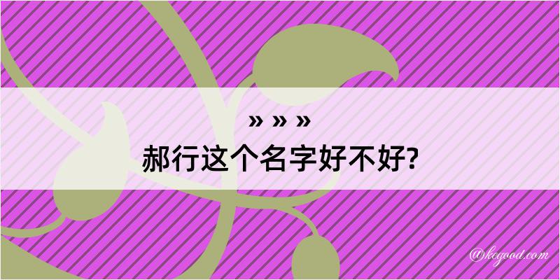 郝行这个名字好不好?