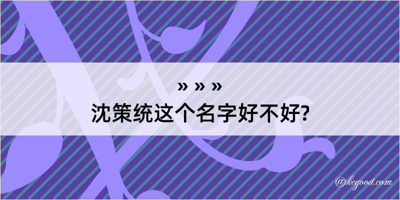 沈策统这个名字好不好?