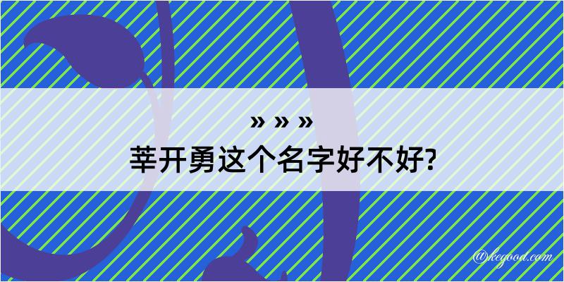 莘开勇这个名字好不好?