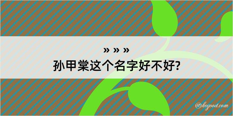 孙甲棠这个名字好不好?