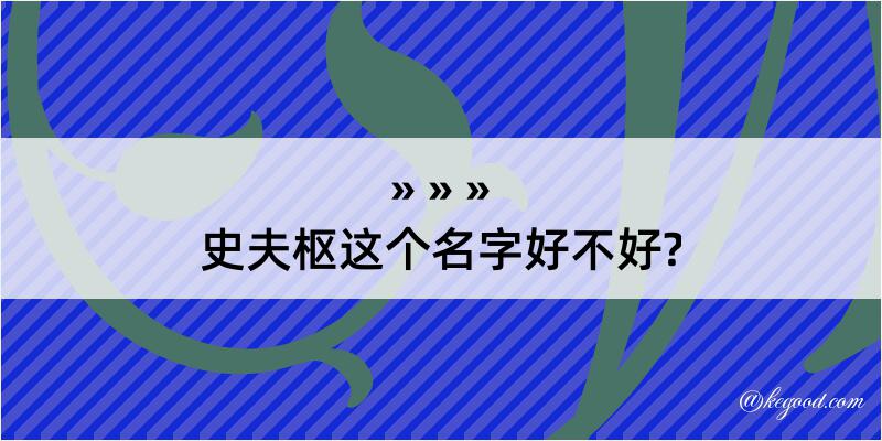 史夫枢这个名字好不好?