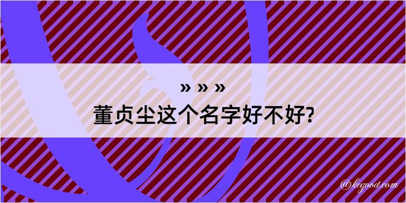 董贞尘这个名字好不好?