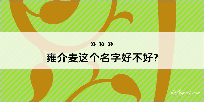 雍介麦这个名字好不好?