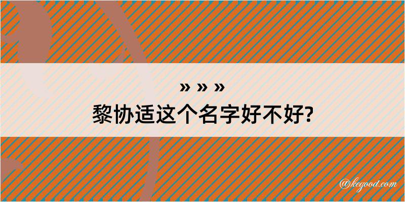 黎协适这个名字好不好?