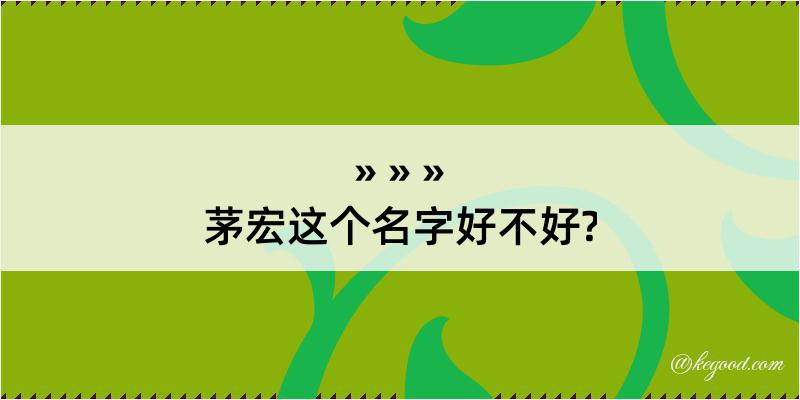 茅宏这个名字好不好?