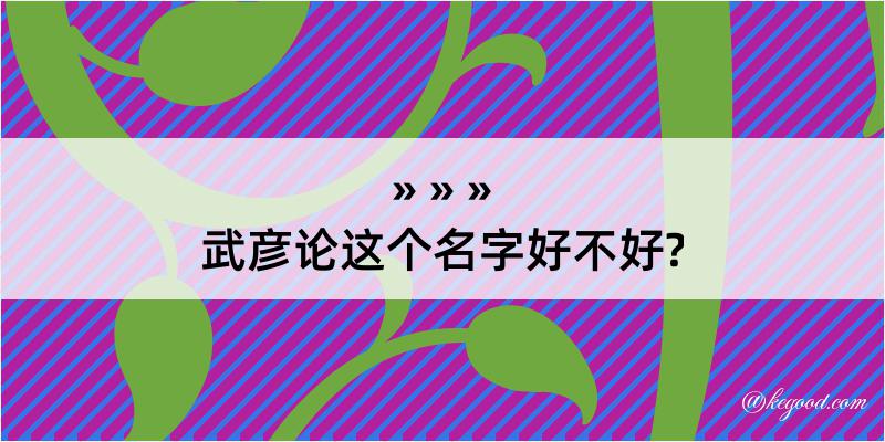 武彦论这个名字好不好?