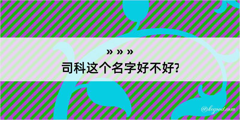 司科这个名字好不好?