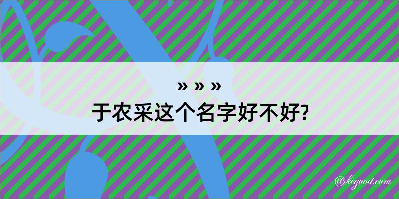 于农采这个名字好不好?