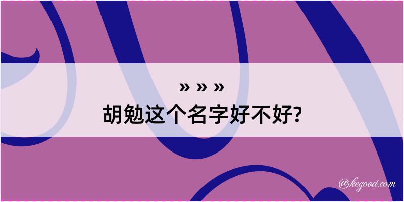 胡勉这个名字好不好?