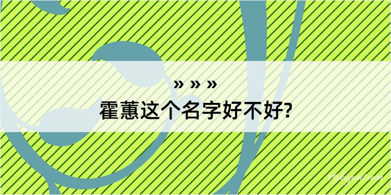 霍蕙这个名字好不好?