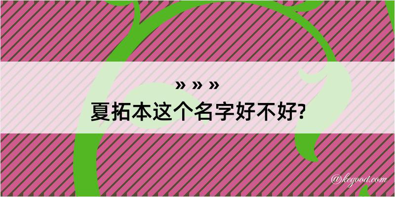 夏拓本这个名字好不好?