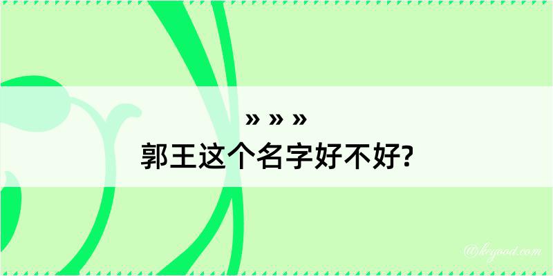 郭王这个名字好不好?