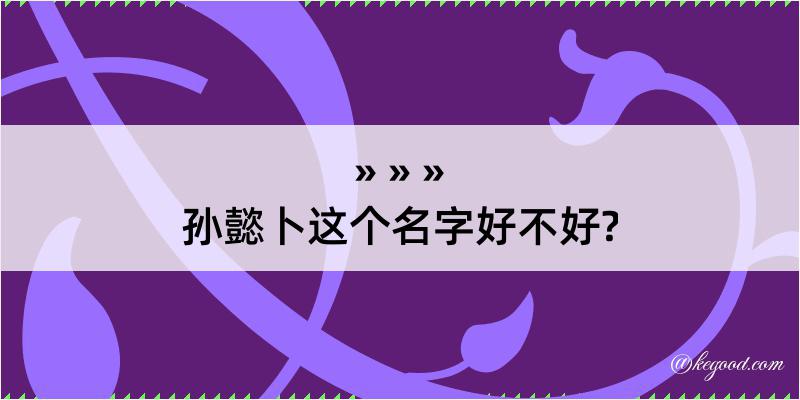 孙懿卜这个名字好不好?