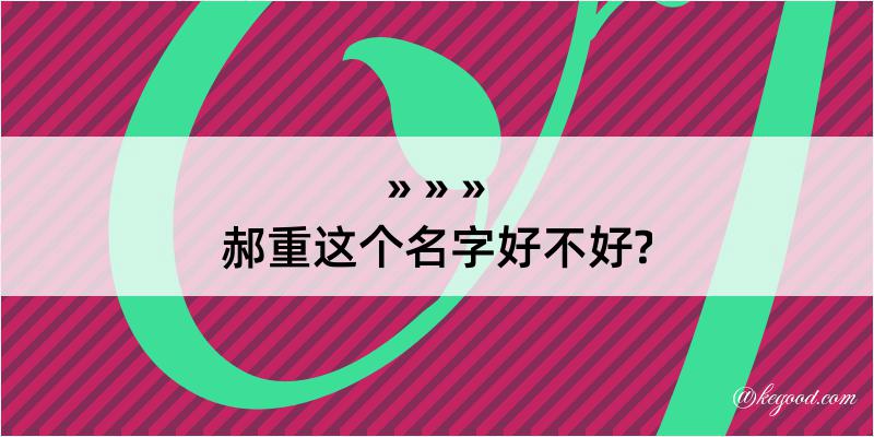 郝重这个名字好不好?