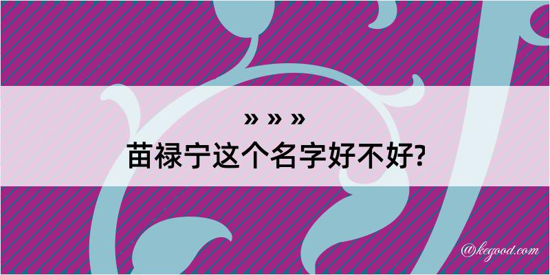 苗禄宁这个名字好不好?