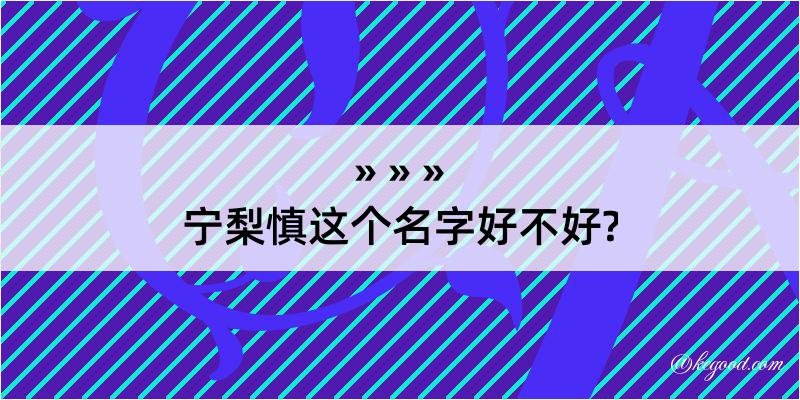 宁梨慎这个名字好不好?