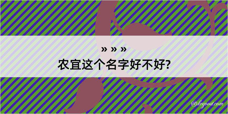 农宜这个名字好不好?