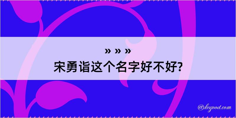 宋勇诣这个名字好不好?