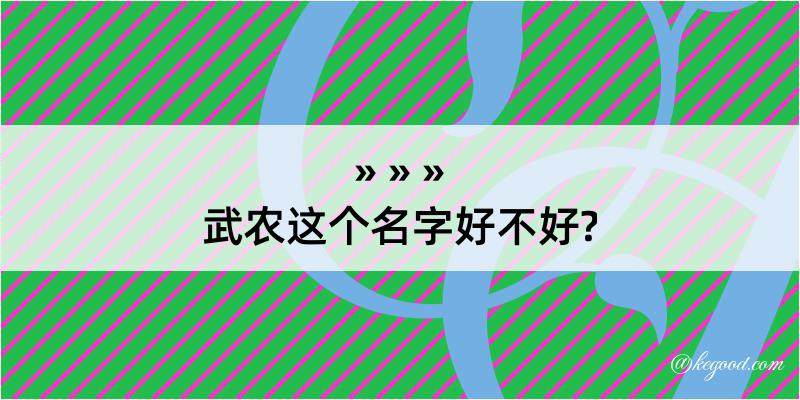 武农这个名字好不好?