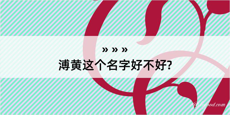 溥黄这个名字好不好?