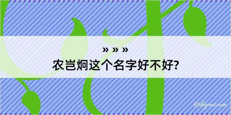 农岂炯这个名字好不好?