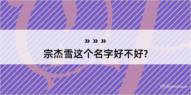 宗杰雪这个名字好不好?