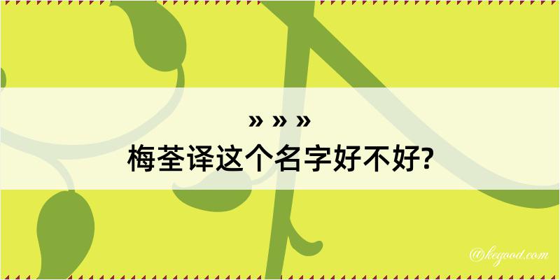 梅荃译这个名字好不好?