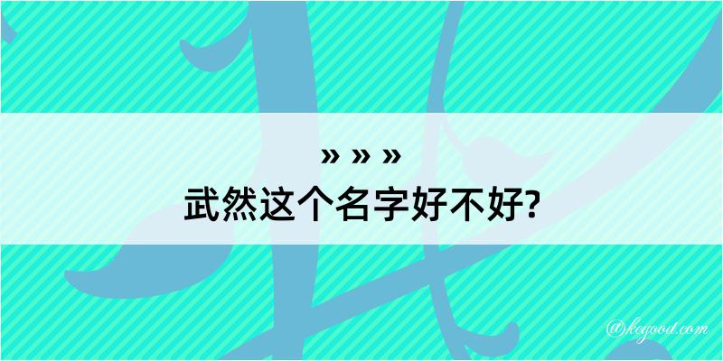 武然这个名字好不好?