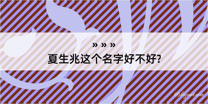 夏生兆这个名字好不好?