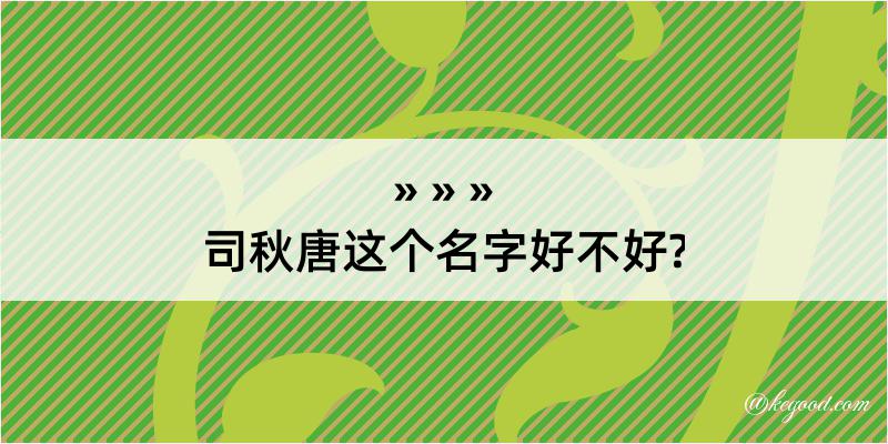 司秋唐这个名字好不好?