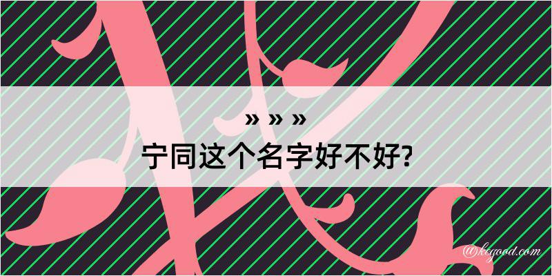 宁同这个名字好不好?